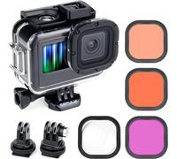 60M Waterproof Housing with Diving Filters for GoPro Hero 9 10 11 12 Black, Underwater Protective Case with 3 Filters Red, Snorkel, Magenta, 5 HD Close-Up Filters