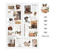 60mm*300cm Simple Art Pet Waterproof White Ink Washi Tape Text Illustration Diy Journal Collage Material Masking Tape Stationery