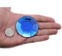 60mm Blue Sapphire H104 Large Self Adhesive Round Acrylic Cosplay Gem Flat Back Plastic Stick on Rhinestone for Cosplay Costumes Scrapbooking Prop Craft Embelishment Steven Universe Decor Jewel 1PC