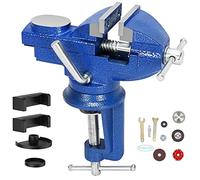 60mm Étaux d'Établi, Étau avec Base Pivotante à 360 Degrés étau plat pour le travail du bois, la coupe de conduits, le perçage, le travail des métaux - Bleu