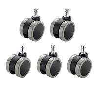 60mm roulettes De Chaise De Bureau, Lot De 5 Roues De Rechange, Roues en Caoutchouc PU Robuste, Tige Filetée 10mm * 19mm, Circlip 11mm * 24mm, pour Chariots, Meubles, Chariot, Établi, Chario