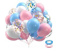 60Pcs Ballons Anniversaire Rose Et Bleu,12 Pouces Dorés Latex Hélium Ballon Avec Ballons Confettis Et 2 Rubans,Decoration Anniversaire Noir, Pour Kit Arche Ballon Mariage Baby Shower Fête Décoration