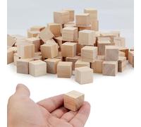 60pcs Cubes Bois 25mm Cubes en Bois Blanc Blocs en Naturel Bloc pour Bricolage Carré de Bricolage pour Bricolage Peinture Artisanat Décoration Chiffres Puzzle Blocs de Construction