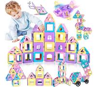 60PCS Ensemble de Blocs de Construction Magnétiques,Jouets de Blocs de Construction Magnétiques,Jeu Bloc de Construction Magnétique Enfant Cadeaux D'anniversaire de Noël pour 3 à 8 ans Filles Garcons