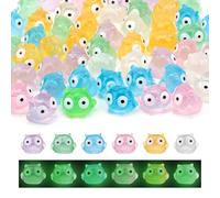 60pcs Mini-Hiboux en Résine Phosphorescents, Figurines Miniatures Lumineuses Adorables Petits Animaux pour Jardin Micro-Paysage Accessoires Bricolage Amusant Cadeaux de Fête