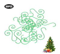 60pcs Mini Multi Put Metal S Shape Crochets Décoration du Support d'arbre de Noël pour Home Office Lightweight Portable Design Red Green Gold Silver (Vert)
