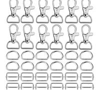 60pcs Mousqueton sac a Main Mercerie couture accessoire, Mousqueton Pivotant Couture, Boucle en Métal Tri-Glide + Anneaux en Form