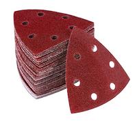 60pcs Papier de Verre pour Ponceuse Mouse - Papier a Poncer 93X93X93 mm Papier Abrasif Poncage 6 Trous Crochets et Boucles Grain 40 60 80 120 180 240 pour Bois Ponceuse Multifonction