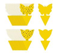 60pcs Pièges à Insectes, Attrape Moucheron Plantes, Anti Moucherons Interieur, Pièges Engluées Autocollants Colle Double-Face Étanche Jaunes