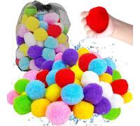 60pcs Reusable Water Balls, Water Soaker Sponge Balloons, Soft Splash Balls for Outdoor Waters Games, Quick Fill Waters Toys with Storage Bag for Boys, Girls, Summer, Pool, Beach, Backyard, Party