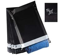 60pcs Sacs D'expédition Plastique,“Thank you” Sac de Courrier Pochettes Enveloppes Postales 30 * 40cm+5cm de Rabat,Pochettes Postales Imperméable et Indéchirable pour L'envoi D'emballage-Noir