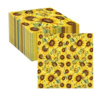 60Pcs Serviettes de Coloré doux à Motif Fleur Jetables, Tournesol Serviettes Cocktail Été Fleurs Printemps Serviette de Table Papier Décoratives pour Fournitures de Fête de Dîner,Anniversaire,Mariage