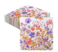 60Pcs Serviettes de Coloré doux à Motif Fleurs rétro Jetables, Serviettes Cocktail Serviette pour Décoration de Table pour Fournitures de Fête de Dîner,Anniversaire,Mariage,Baptême,33x33cm