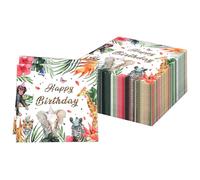 60Pcs Serviettes Jetables de Table pour Fête Hawaï et Anniversaire, Style Animalier Jungle Été Forêt, Papier Vert Décoratif pour Cocktails et Dîner, 33x33cm