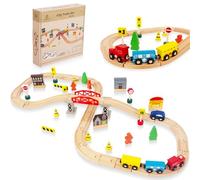 60pcs Train pour Les Tout - Petits, Pont et Rail de Train en Bois bilatéral pour brio, Thomas, Melissa et Doug, Jouets Cadeaux pour Enfants pour 3 4 garçons et Filles de 5 Ans