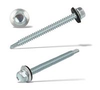 60PCS Vis Autoforeuse Metal 6,3x75 mm Vis Autoperforante Inox Bac Acier Hexagonale Vis Autoperceuse pour Metal Vis Etanche Avec Joint Tole Toiture Autoforante Auto Foreuse pour Plus Fixation(Argenté)