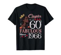 60th Birthday Black Queen Chapter 60 Fabulous Since 1966 T-Shirt