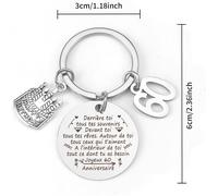 60th Birthday Keyring For Dad Mum Tata Tonton Godmother Godfather,Silver,M
