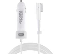 60W 5.1V 2.1A USB Interface Car Charger with Data Cable 16.5V 3.65A L MagSafe (White)