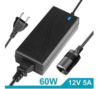 60W Adaptateur Allume Cigare Secteur - Transformateur 220V Allume Cigare Voiture 12V 5A, Convertisseur Allume Cigare vers Secteur