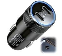 60W Allume Cigare USB C 2 Ports PD 30W Charge Rapide Chargeur Voiture 12V Chargeur Voiture Rapide pour iPhone 16 15 14 13 12 11 Pro Max Mini Galaxy S25 S24 Huawei Pura 70 AirPods Switch