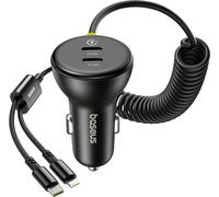 60W Baseus Usb-C Car Charger + Lightning Cable (Black)