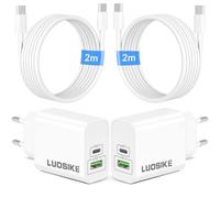 60W Chargeur Rapide pour iPhone 17/17e/16e/16/15 Pro Max Plus, iPad Pro/Air 2026, iPad 10/11eme Gen A16, Accessoire 2-Port 40W+20W USB-C/A Adaptateur Prise USBC Secteur avec 2M Type-C Câble, 2-Pack