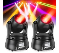 60W Lyre Led Mini Tête Mobile Lampe de Fête, LED RGBW Faisceau Éclairage de Scène Lumineux Disco Beam DMX512 à Commande Vocale pour DJ Mariage Halloween Club 2PCS