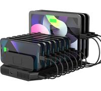 60w Station Chargement Multi Usb, 10 Ports Multiple Charge Usb Avec Qc 3.0 Recharge Multi-Appareils En Même Temps, Compatible Avec Téléphone Portable, Tablette