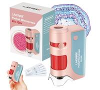 60x-120x Mini Poche Microscope pour Enfants Adultes, Portable Miniscope avec Lames de Microscope, Portable Petit Scope pour Enfants Etudiants Ecole Minilabsters Education