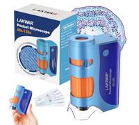 60x-120x Mini Poche Microscope pour Enfants Adultes, Portable Miniscope avec Lames de Microscope, Portable Petit Scope pour Enfants Etudiants Ecole Minilabsters Education