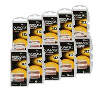 60X Duracell Activair 312 Piles Auditives Zinc-Air 1,45V Sans Mercure 6Bl