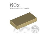 60x LEGO 3069 Tile 1x2 Tan | 30695 4114026