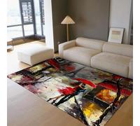 60x120cm Tapis Couple Romantique Paris Tour Eiffel Lavable | Parapluie rouge sous la pluie adore la moquette antidérapante à poil bas City Love Art tapis doux pour cuisine