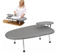 60x30 cm Table à Repasser Petite, Mini Table à Repasser Pliable, avec Pieds Antidérapants et Grille de Protection Contre la Chaleur pour Bureau à Domicile, Appartement et Voyage (Gris Uni)
