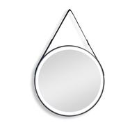 60x60 cm miroir suspendu rond avec éclairage LED et capteur, cadre en métal, noir (SATZREMLED60CE)