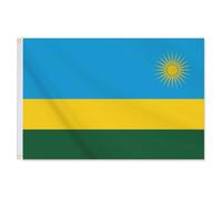 60x90 CM Rwanda Drapeau, 2x3 FT Rwandais Bannière, 150D Moyen Double-Side Décorations Durables avec 2 Grommet Laiton
