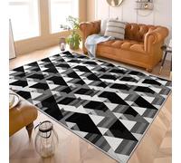 60x90 cm Tapis Moquette de Chambre à Poils Ras Illusions D'Optique Formes GéOméTriques Moelleux Moderne Tapis Lavable, Antidérapant Noir Et Blanc pour Salon Manger Chambre d'enfants