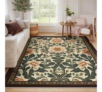 60x90 Tapis Lavable Floral Jardin pour Salon