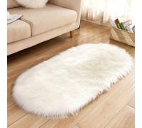 60x90CM Ovale Tapis moelleux Tapis shaggy Tapis de salon pour le salon Chambre à coucher, Blanc