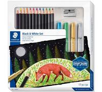 Staedtler Coffret Design Journey 61 149C – papier noir, crayons super soft, feutres métalliques