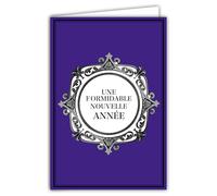 61-5856 Carte de Vœux Formidable NOUVELLE ANNÉE Meilleurs Vœux Professionnels Entreprise Art Baroque Argenté Brillant + Enveloppe Blanche 12x17,5cm Souhaits Réussite Succès Bonheur -Fabriqué en France