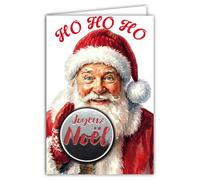 61-6101 Carte Père Noël avec 1 Collage JOYEUX NOËL Brillant en Relief 3D +1 Enveloppe Blanche Format 12x17,5cm - Idée Cadeau pour Enfants - Idéal pour les Traditionnels Vœux de Fin d'Année et étrennes