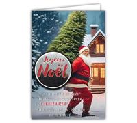 61-6105 Carte Père Noël avec 1 Collage JOYEUX NOËL Brillant en Relief 3D +1 Enveloppe Blanche Format 12x17,5cm - Idée Cadeau pour Enfants - Idéal pour les Traditionnels Vœux de Fin d'Année et étrennes