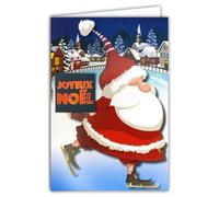 61-6117 Carte Père Noël avec 1 Collage JOYEUX NOËL Brillant en Relief 3D +1 Enveloppe Blanche Format 12x17,5cm - Idée Cadeau pour Enfants - Idéal pour les Traditionnels Vœux de Fin d'Année et étrennes
