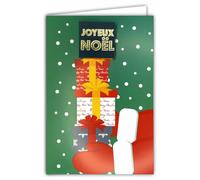 61-6119 Carte Père Noël avec 1 Collage JOYEUX NOËL Brillant en Relief 3D +1 Enveloppe Blanche Format 12x17,5cm - Idée Cadeau pour Enfants - Idéal pour les Traditionnels Vœux de Fin d'Année et étrennes