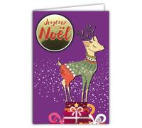 61-6120 Carte Noël Bichette avec 1 Collage JOYEUX NOËL Brillant en Relief 3D +1 Enveloppe Blanche Format 12x17,5cm - Idéal pour présenter vos Vœux lors des Fêtes de Fin d'Année - Idée Cadeau étrennes