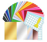 61 Feuilles de Vinyle auto-Adhésives Permanentes de Qualité Supérieure de 12” X 8”, (30,5 x 20,5 cm) 25 feuilles de couleurs assorties pour le Cricut, Idéal pour vos projets CRAFT-DIY
