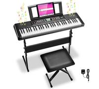 61 Piano Numérique Clavier Électroniques,61 Kit Clavier Piano,300 Sons,Prend en Charge USB MIDI,Clavier Piano 61 Touches avec Support Pupitre et Banc,Piano Synthetiseur pour Enfants,Adultes,Débutants