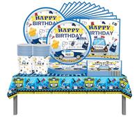 61 pièces de vaisselle de fête d'anniversaire pour voitures de police, vaisselle de fête d'anniversaire pour enfants, décorations sur le thème des voitures de police, tasses, assiettes, chiffons